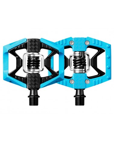 Pédales Crank Brothers double shot 2 light blue & black / black spring